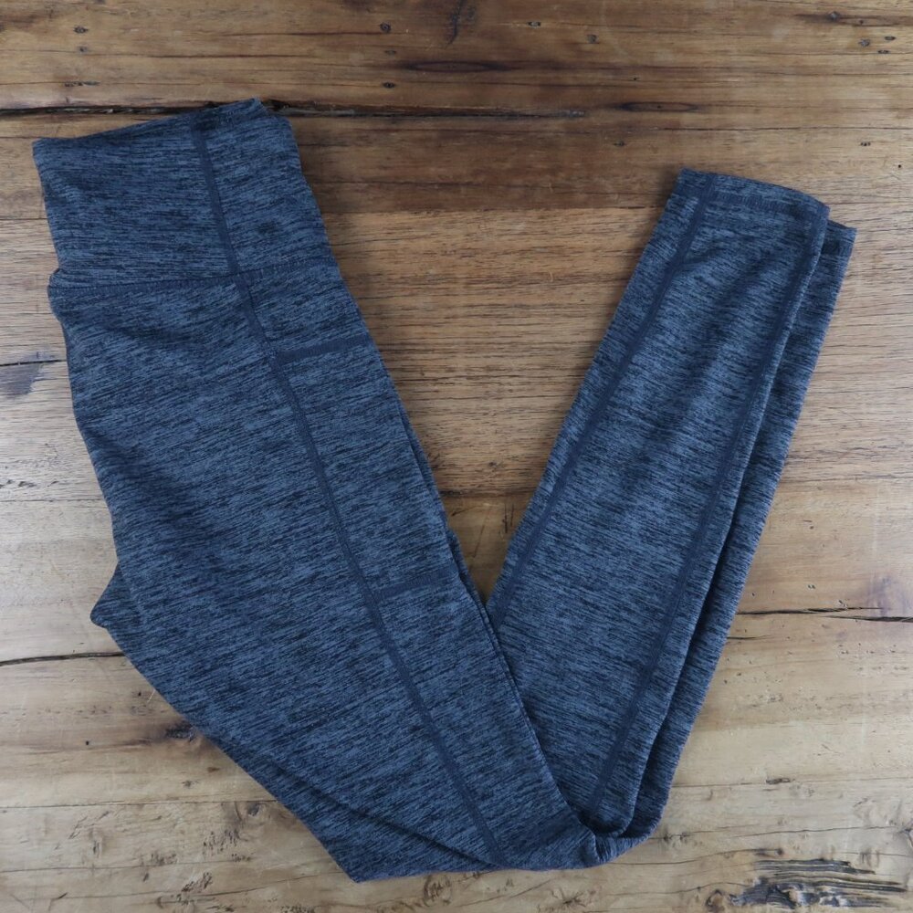 GAIAM GREY & BLACK HEATHER HIGH WAIST FULL LENGTH LEGGINGS WITH SIDE POCKETS SM